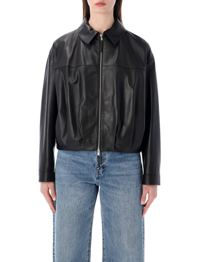 Sword 6.6.44 cropped nappa leather bomber Black Ovine Jacket