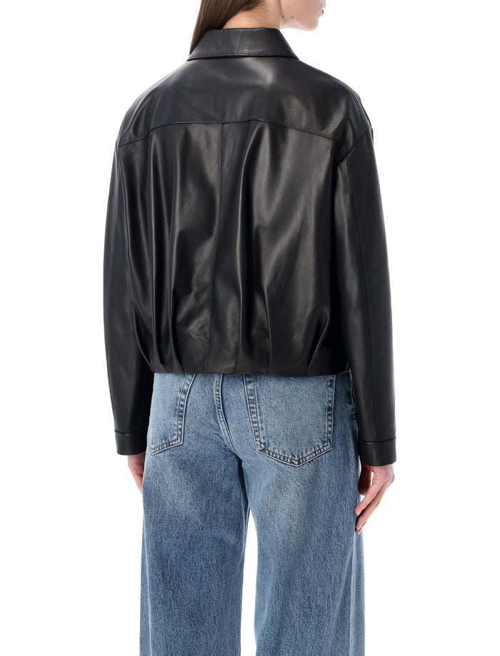 Sword 6.6.44 cropped nappa leather bomber Black Ovine Jacket
