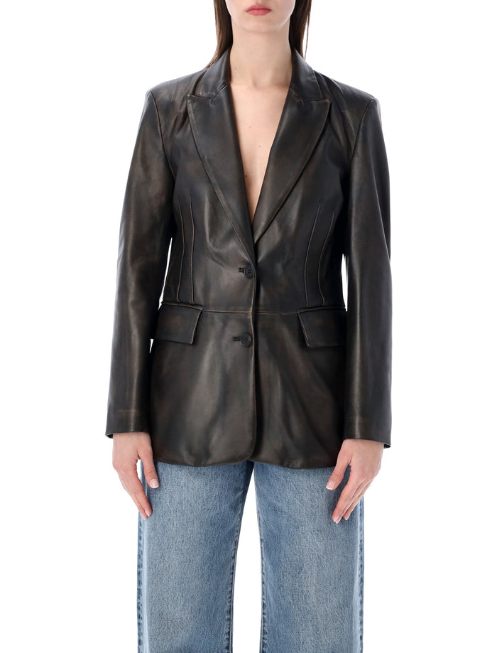 Sword 6.6.44 Rub Off Leather Black Ovine Jacket