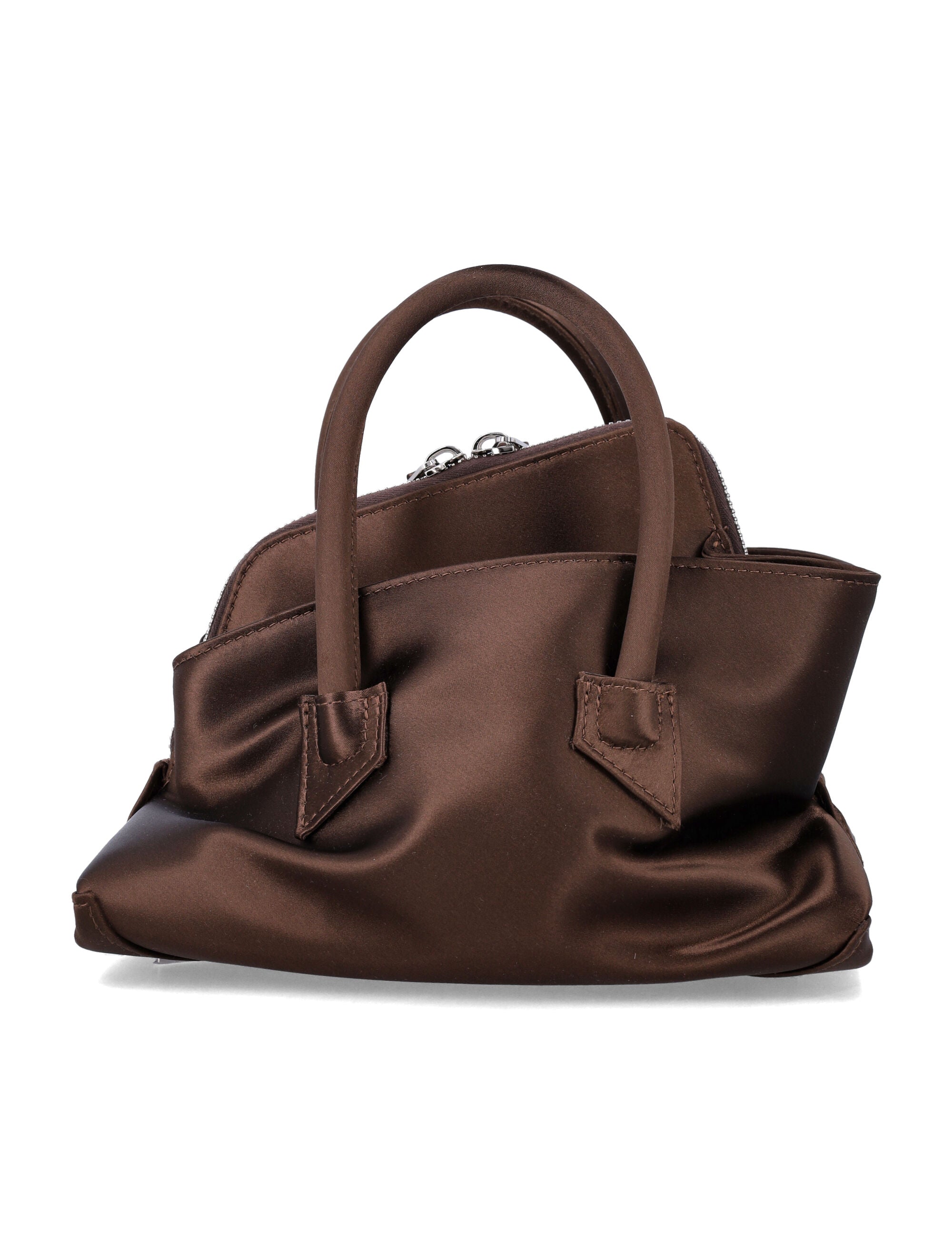The Attico Satin Top Handle La Passeggiata Mini Dark Brown Acetate Shoulder Bag