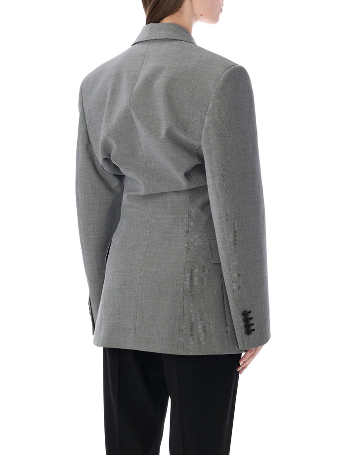 The Attico Tailored Blazer White Black Virgin Wool