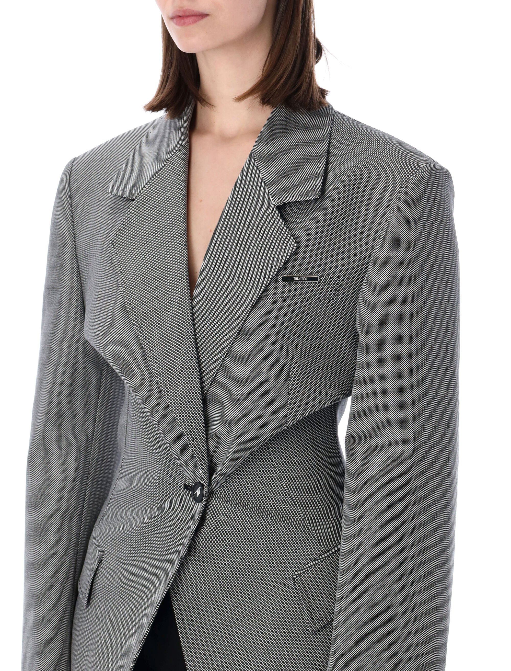 The Attico Tailored Blazer White Black Virgin Wool