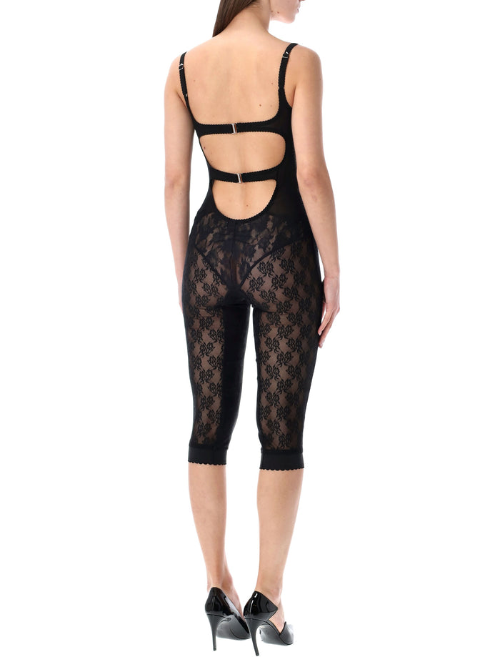 The Attico black Lace Overall Polyamide Jumpsuit