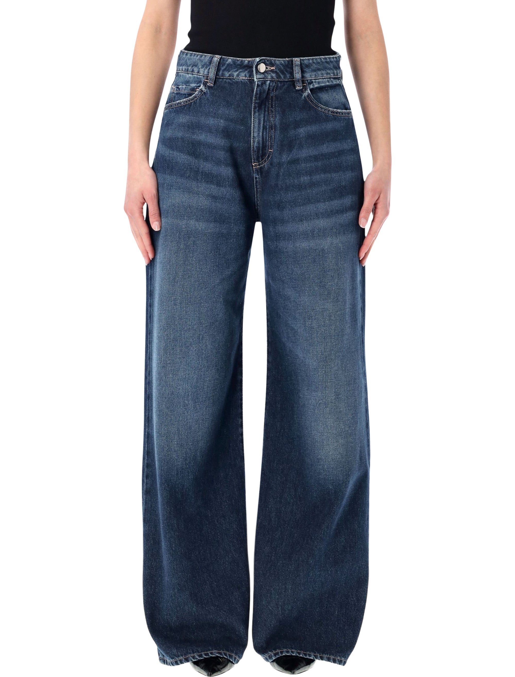 Icon Denim Debby wide-leg cotton jeans Deep Blue