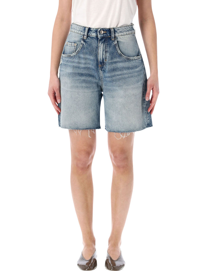 Icon Denim Lea Mid-Rise Cotton Shorts Smoke Blue