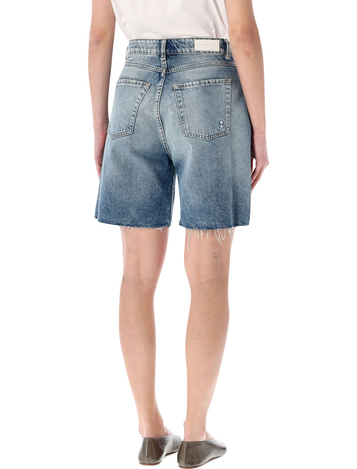 Icon Denim Lea Mid-Rise Cotton Shorts Smoke Blue