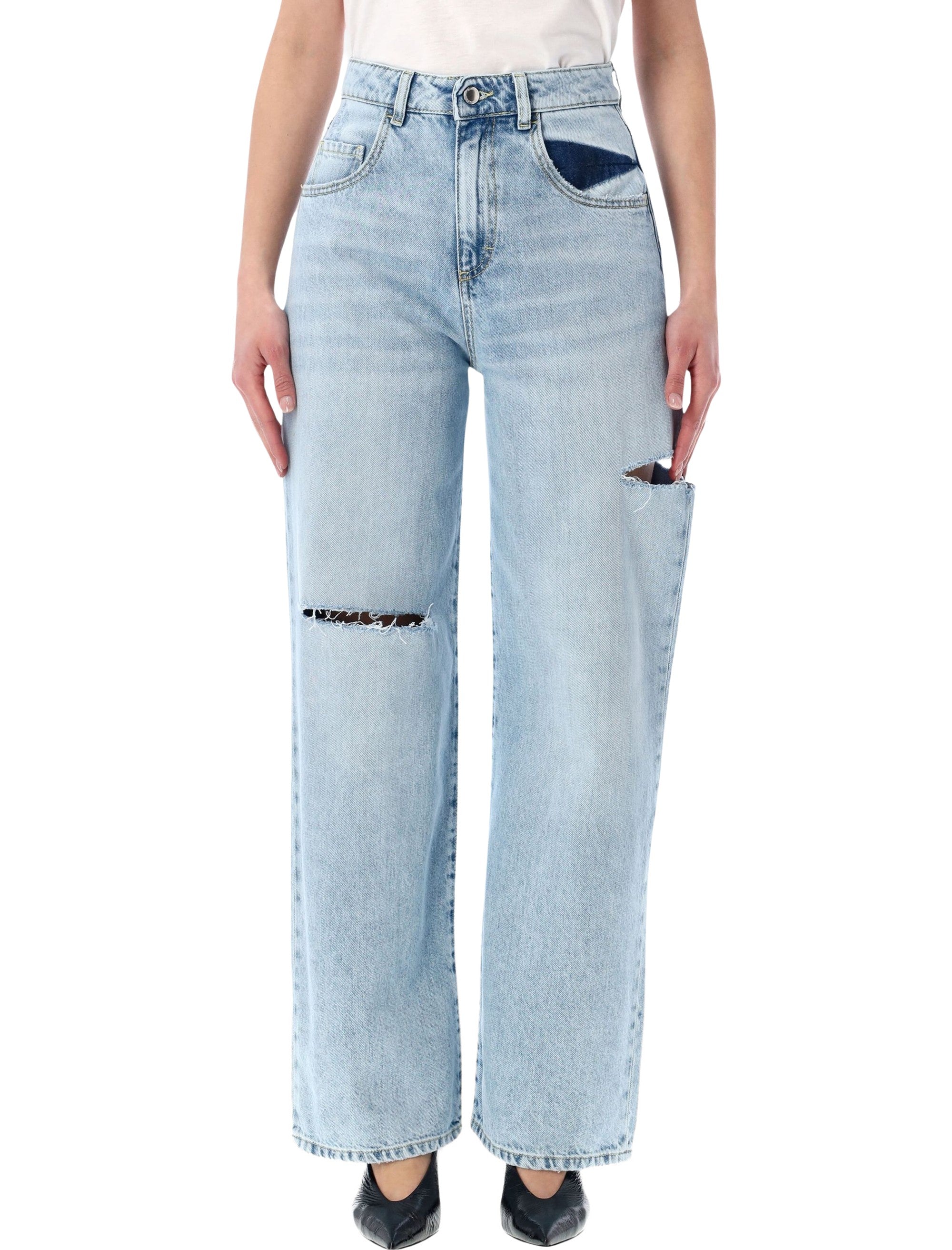 Icon Denim Poppy wide-leg cotton jeans Sky Blue
