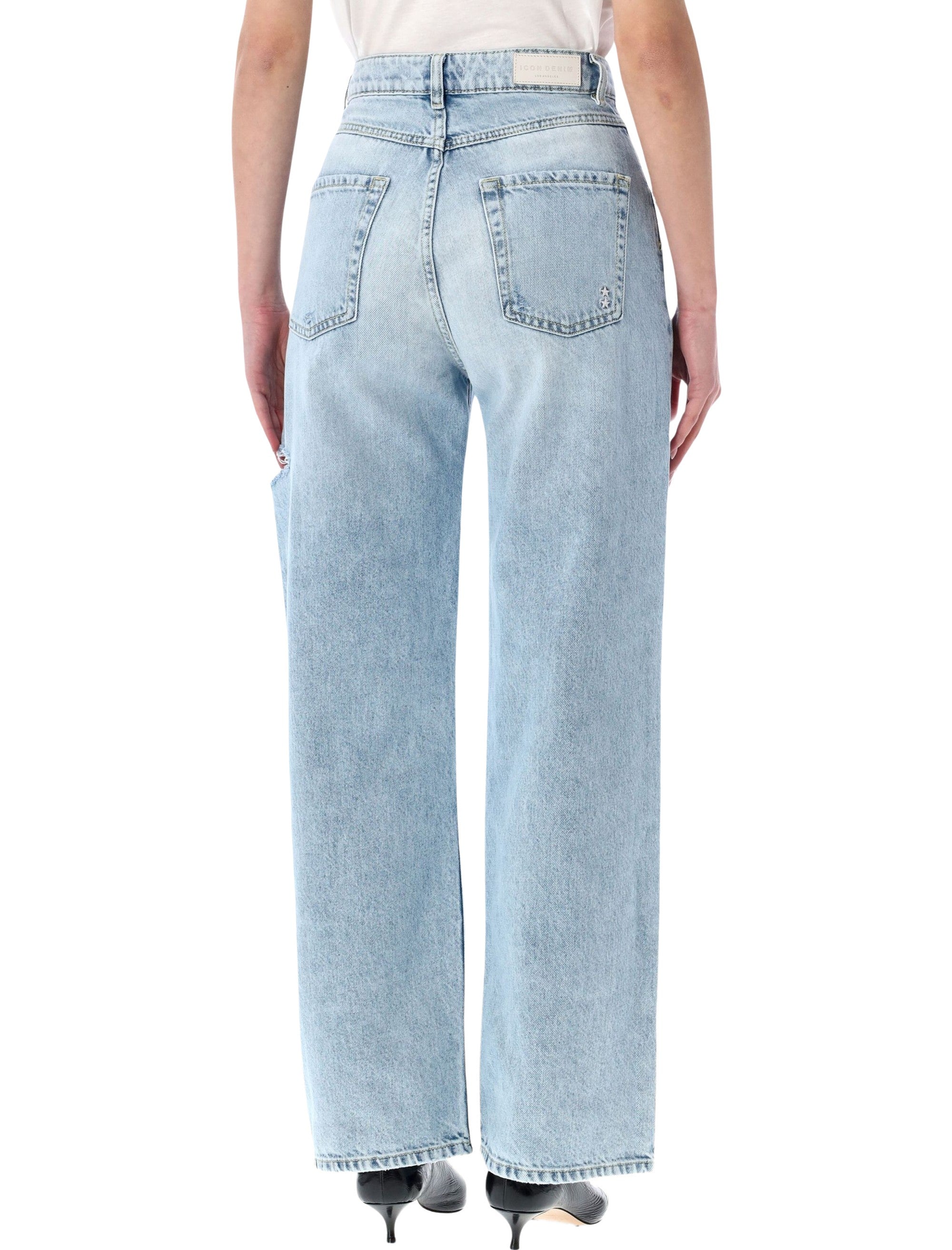 Icon Denim Poppy wide-leg cotton jeans Sky Blue