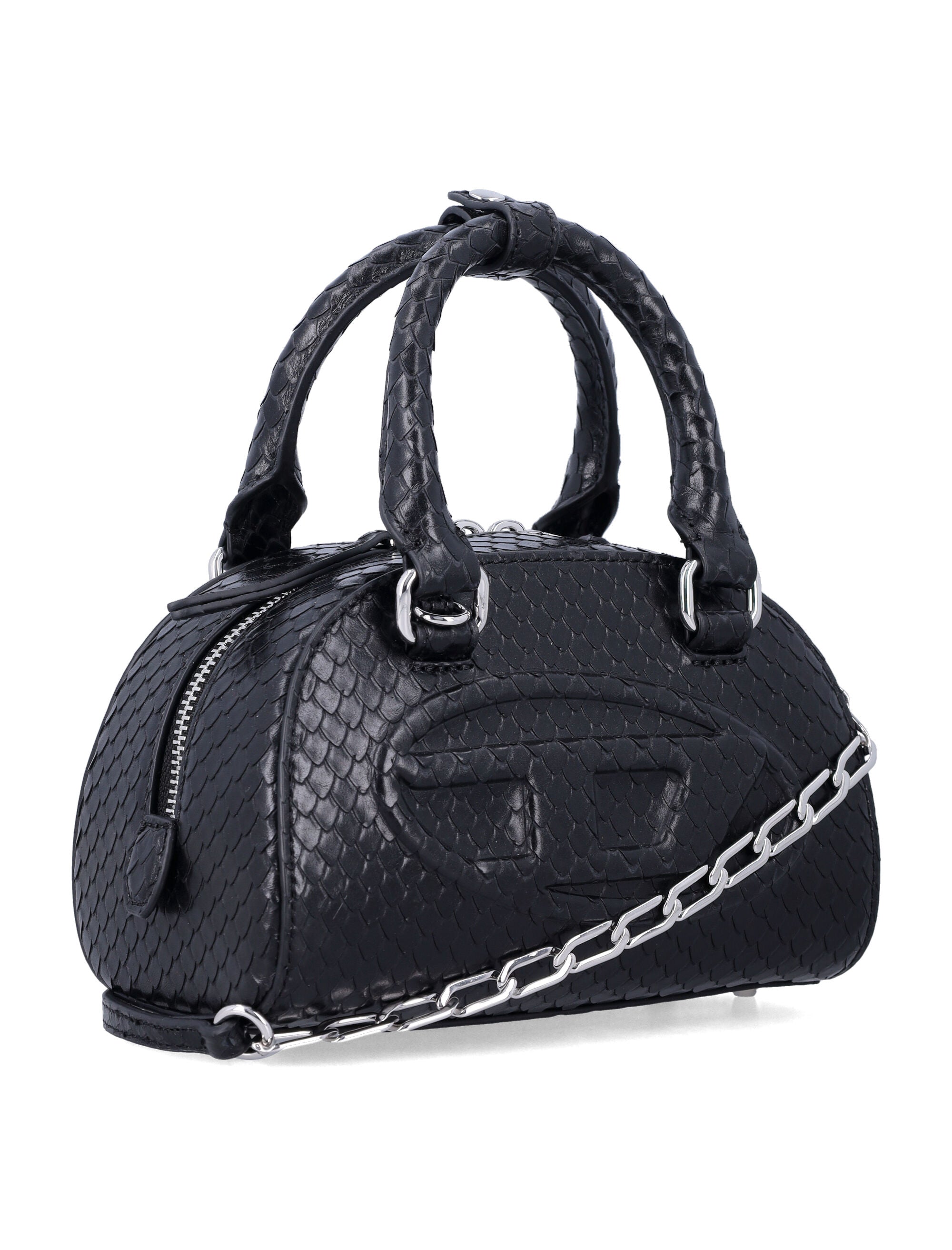 Diesel 1DR Dome mini crossbody bag Black Bovine Leather Shoulder