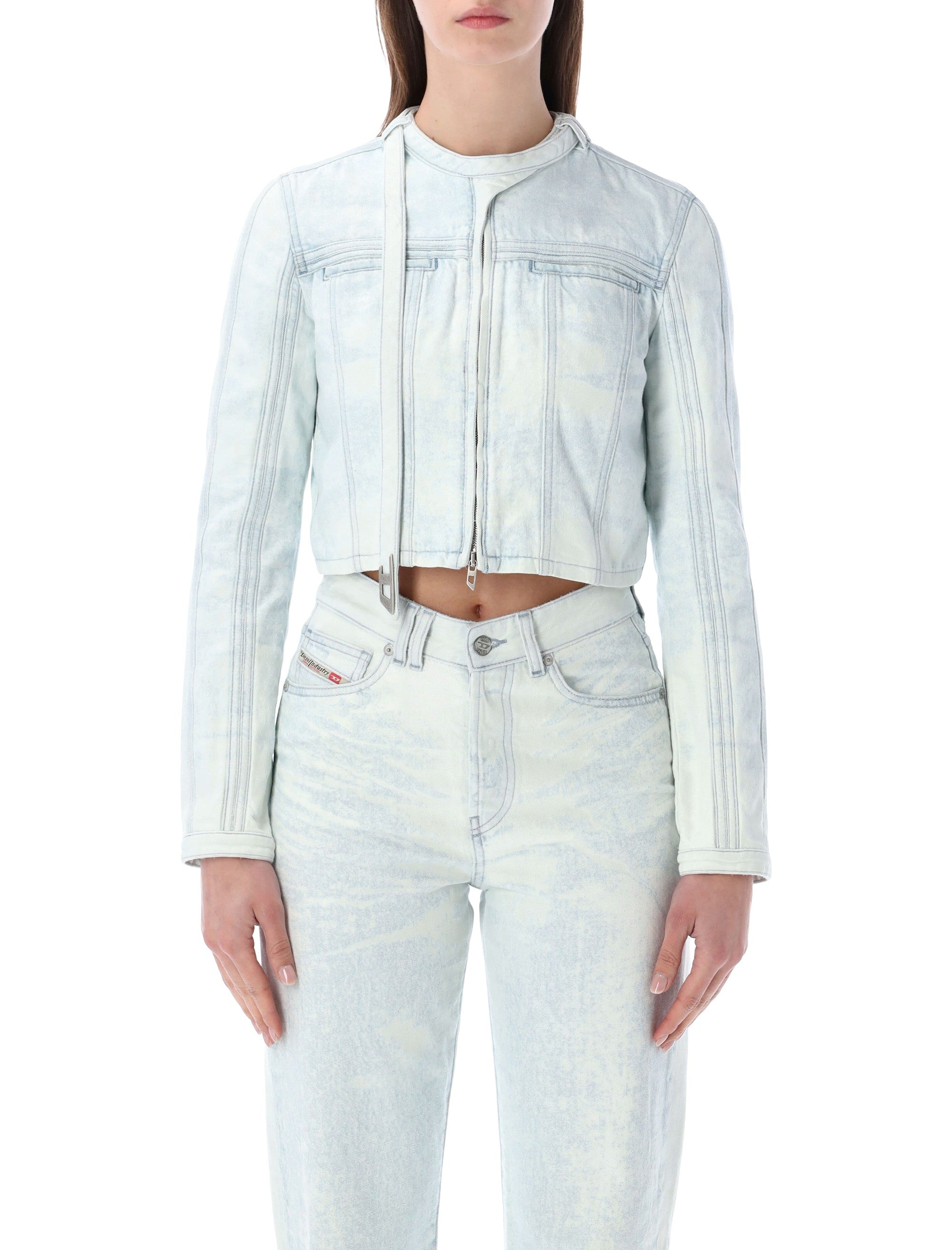 Diesel DE-Saphix-FSI dropped satin denim jacket Light Blue Cotton