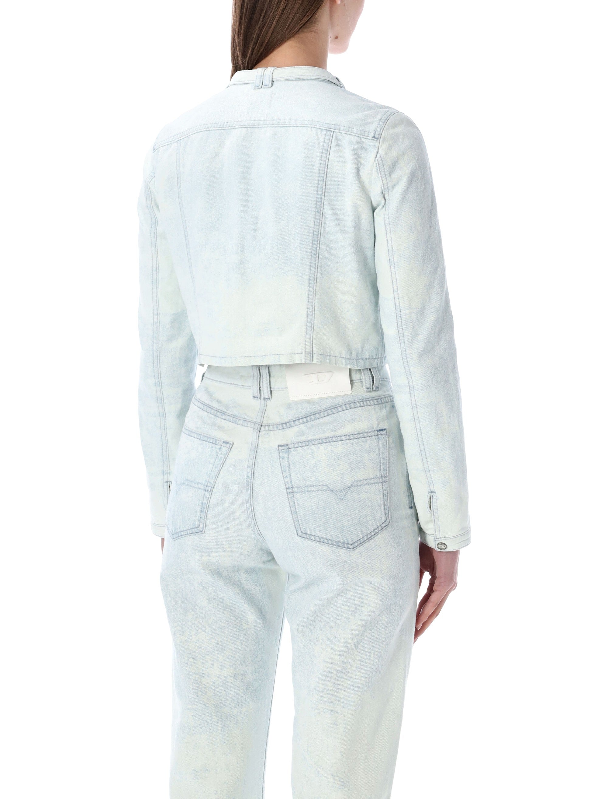 Diesel DE-Saphix-FSI dropped satin denim jacket Light Blue Cotton