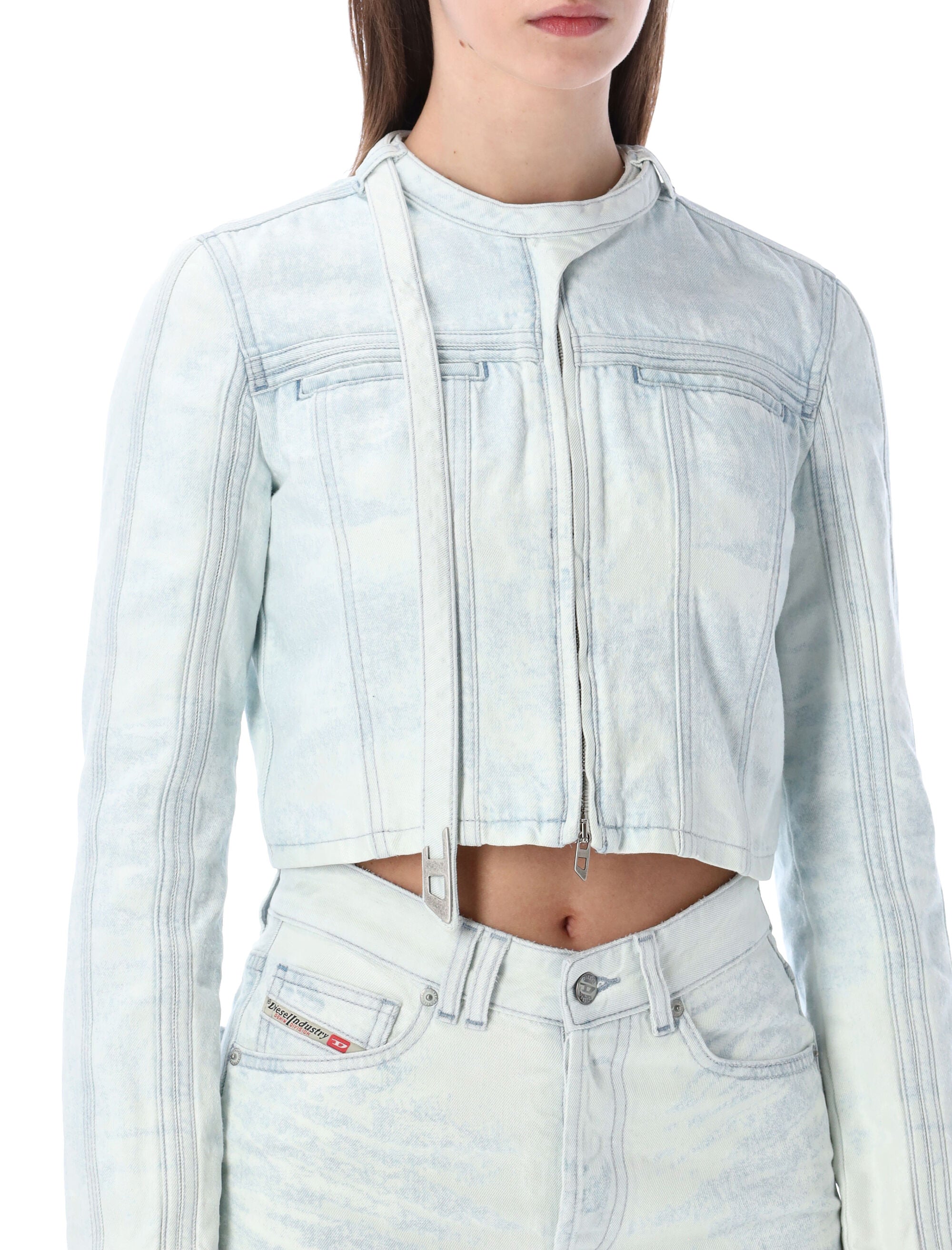 Diesel DE-Saphix-FSI dropped satin denim jacket Light Blue Cotton