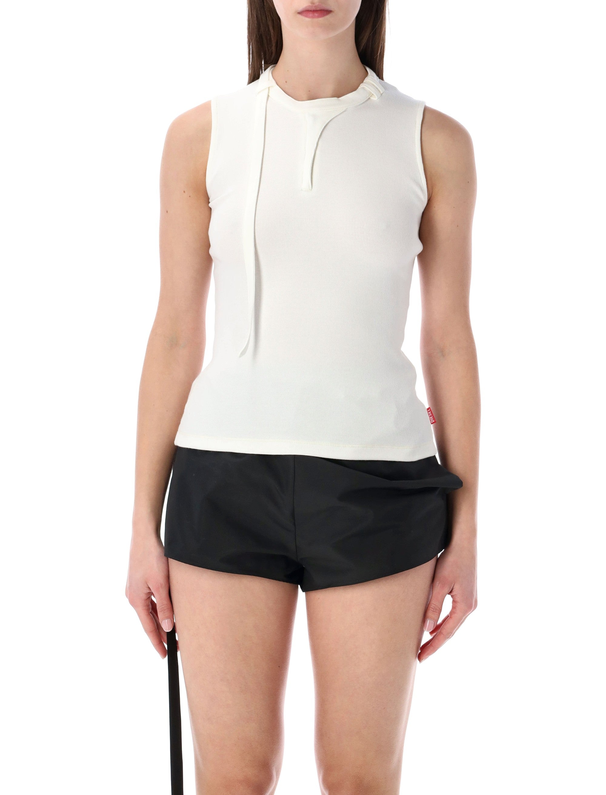 Diesel T-Iara sleeveless ribbed cotton top White