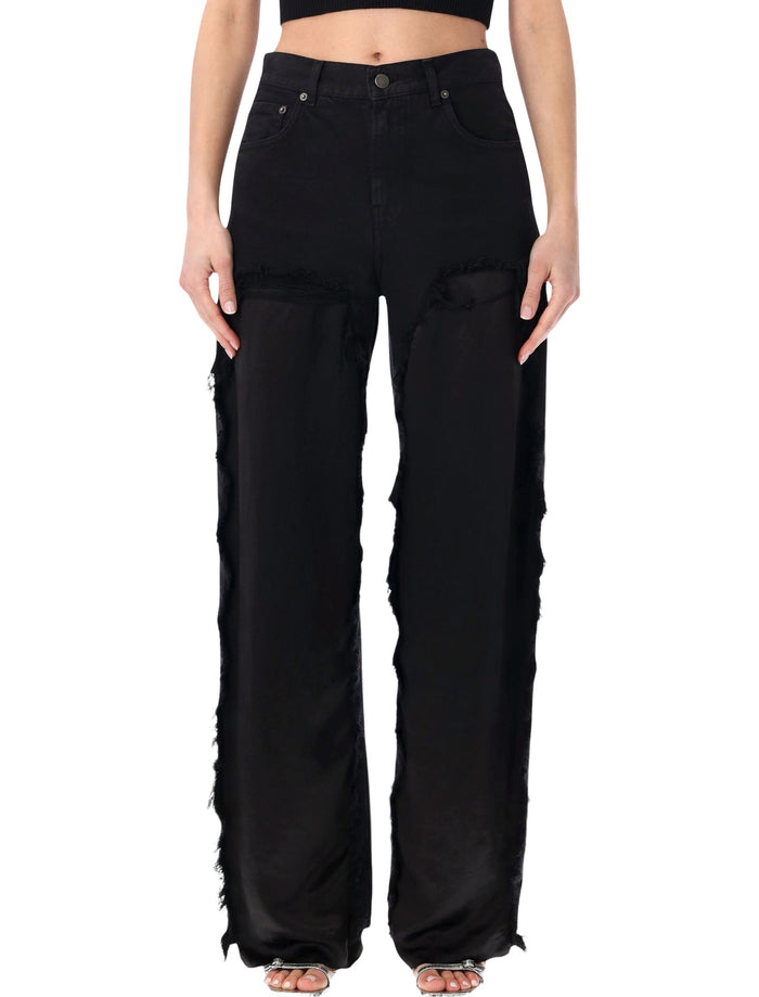 Haikure Bonnie Satin Bull Boyfriend Pants Carbon Cotton Front Panel Jean