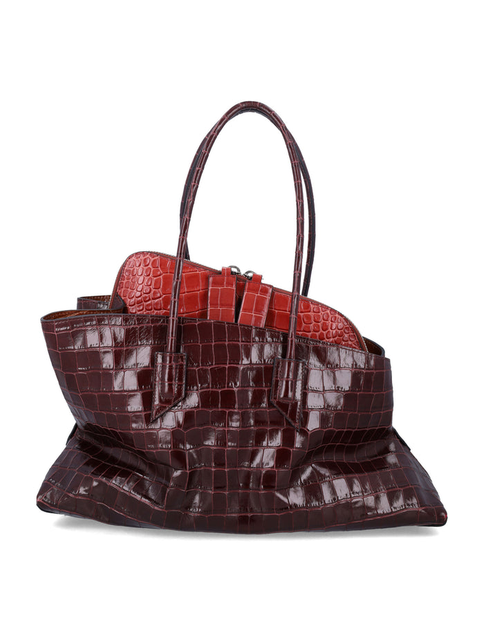 The Attico La Passeggiata Medium top handle Faded Bordeaux Calf Bos Taurus Lining Shoulder Bag