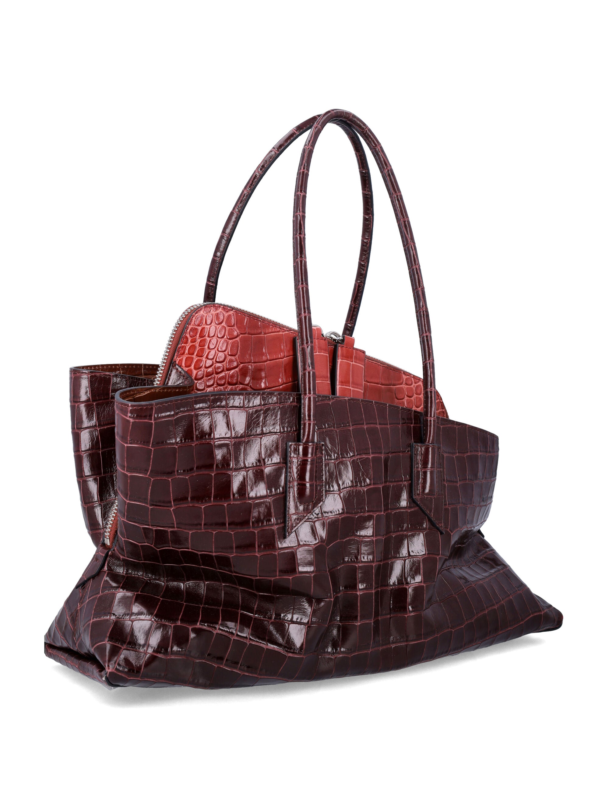 The Attico La Passeggiata Medium top handle Faded Bordeaux Calf Bos Taurus Lining Shoulder Bag