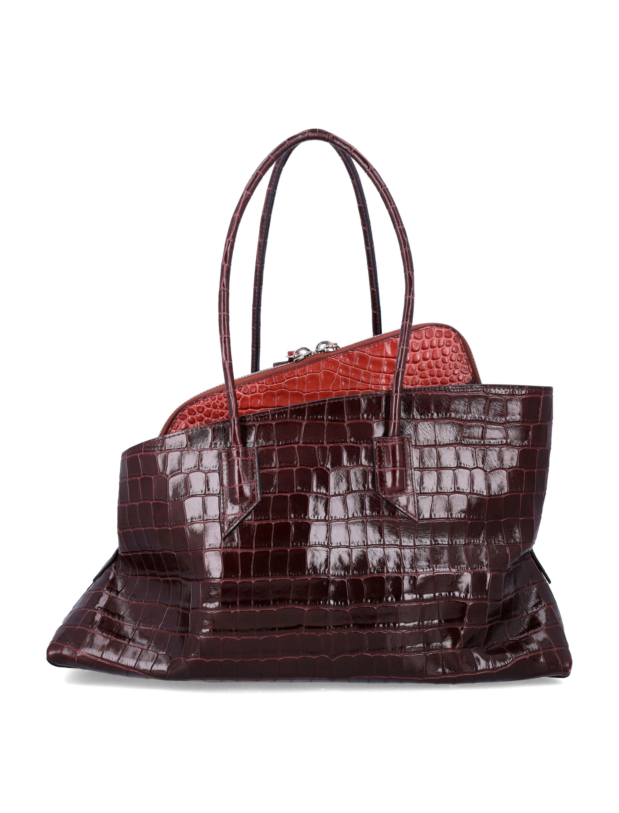 The Attico La Passeggiata Medium top handle Faded Bordeaux Calf Bos Taurus Lining Shoulder Bag