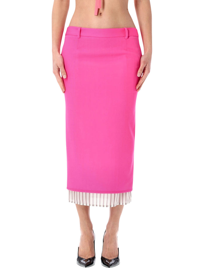 The Attico neon pink midi skirt Virgin Wool Lining