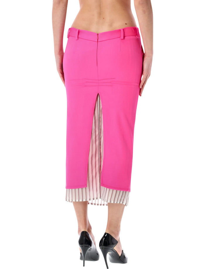 The Attico neon pink midi skirt Virgin Wool Lining