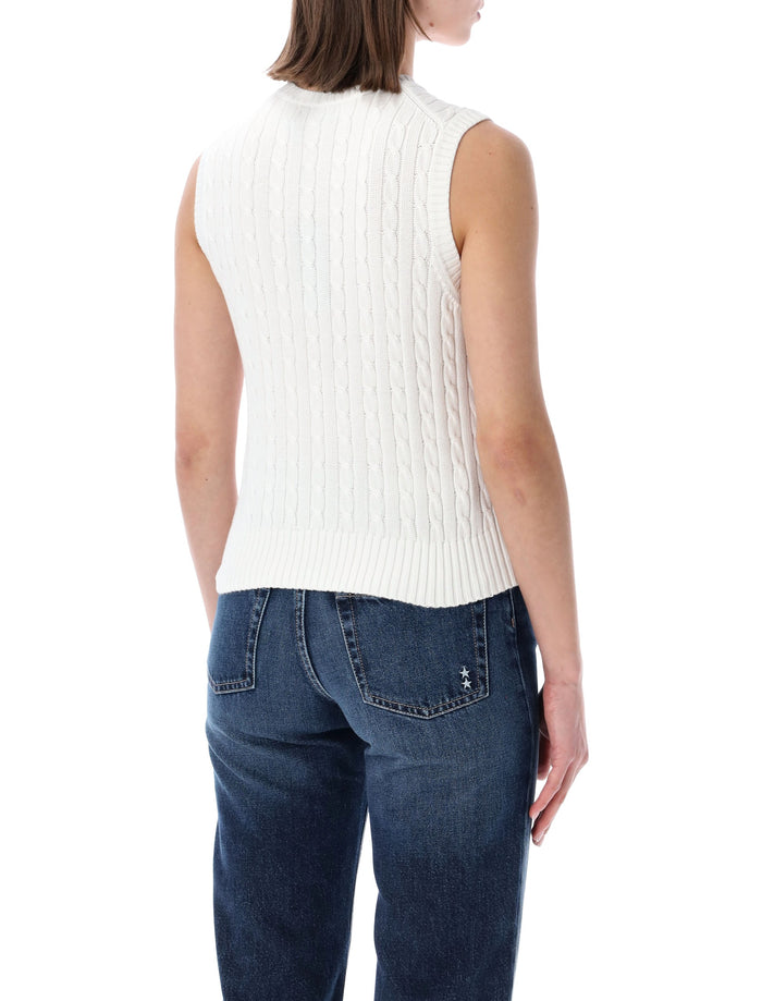 Polo Ralph Lauren cable knit sleeveless sweater White Cotton