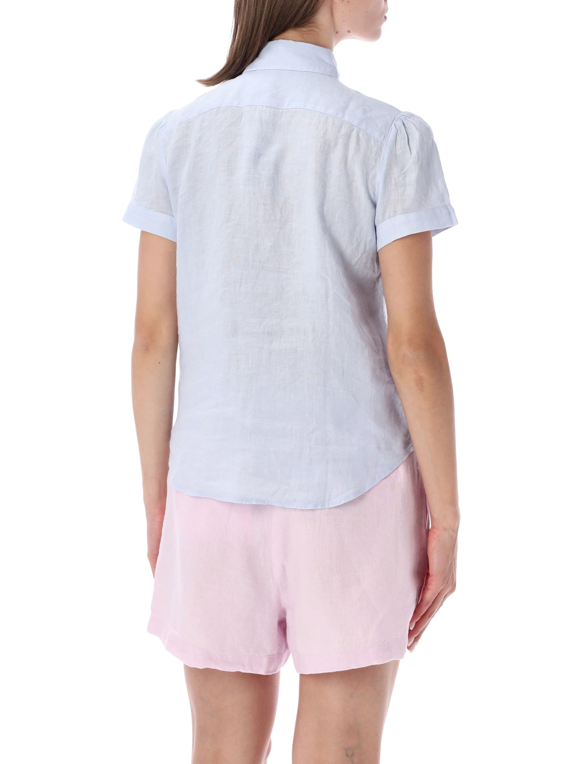 Polo Ralph Lauren Short Sleeves Linen Shirt Light Blue