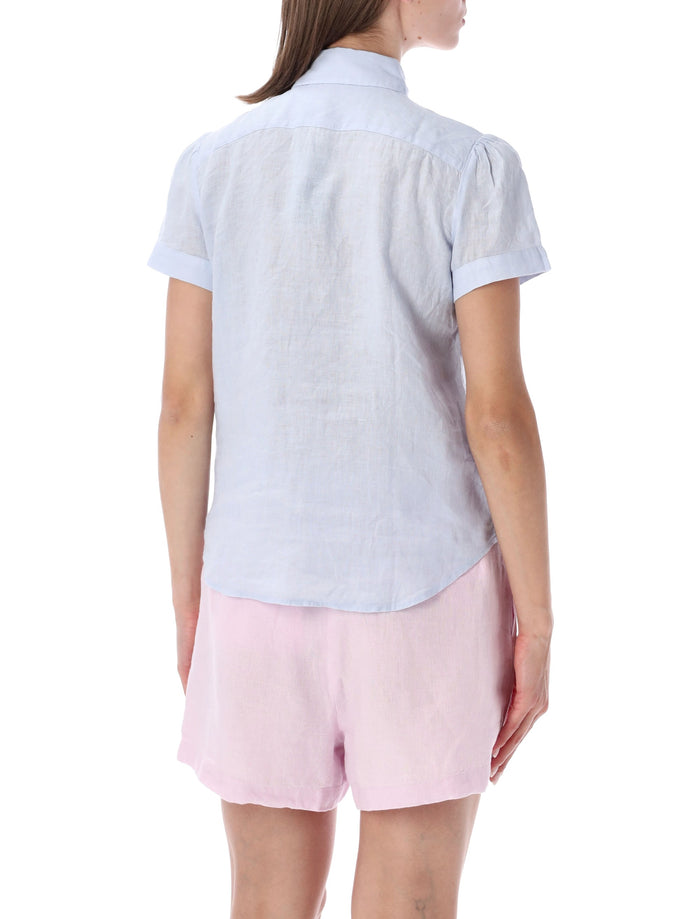 Polo Ralph Lauren Short Sleeves Linen Shirt Light Blue
