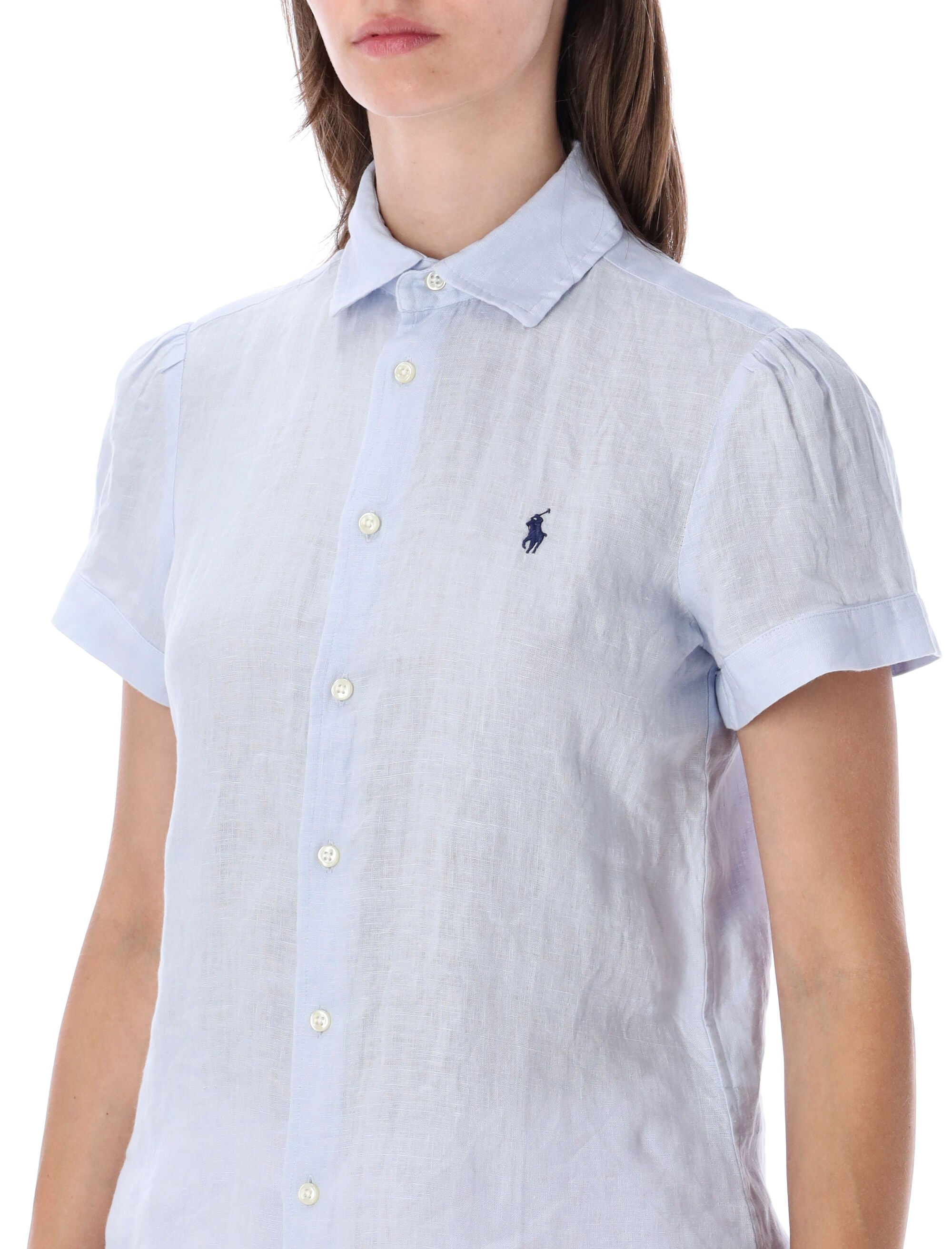 Polo Ralph Lauren Short Sleeves Linen Shirt Light Blue