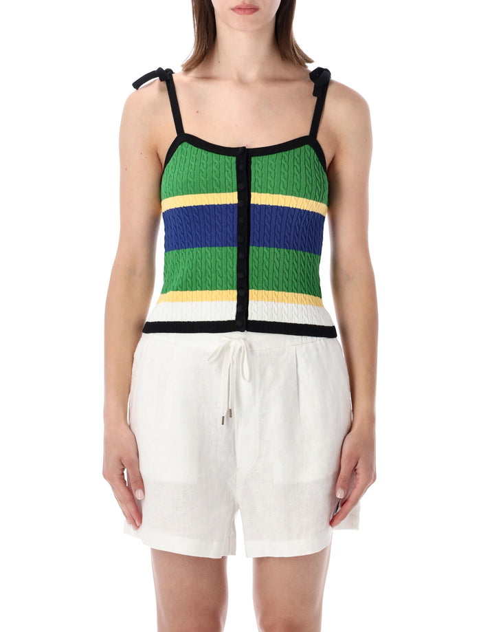 Polo Ralph Lauren Color-Block Cable-Knit Tank Black Multi Cotton Top
