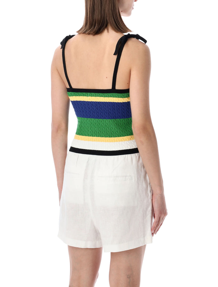 Polo Ralph Lauren Color-Block Cable-Knit Tank Black Multi Cotton Top