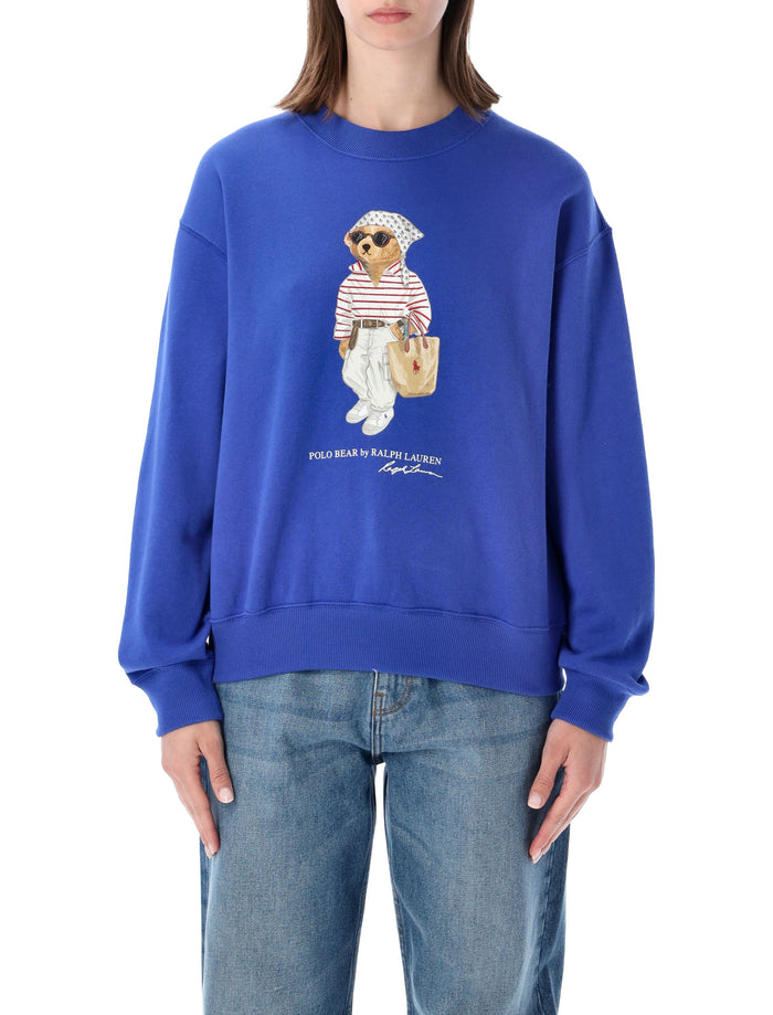 Polo Ralph Lauren Printed Bear Sweatshirt Gala Blue Cotton