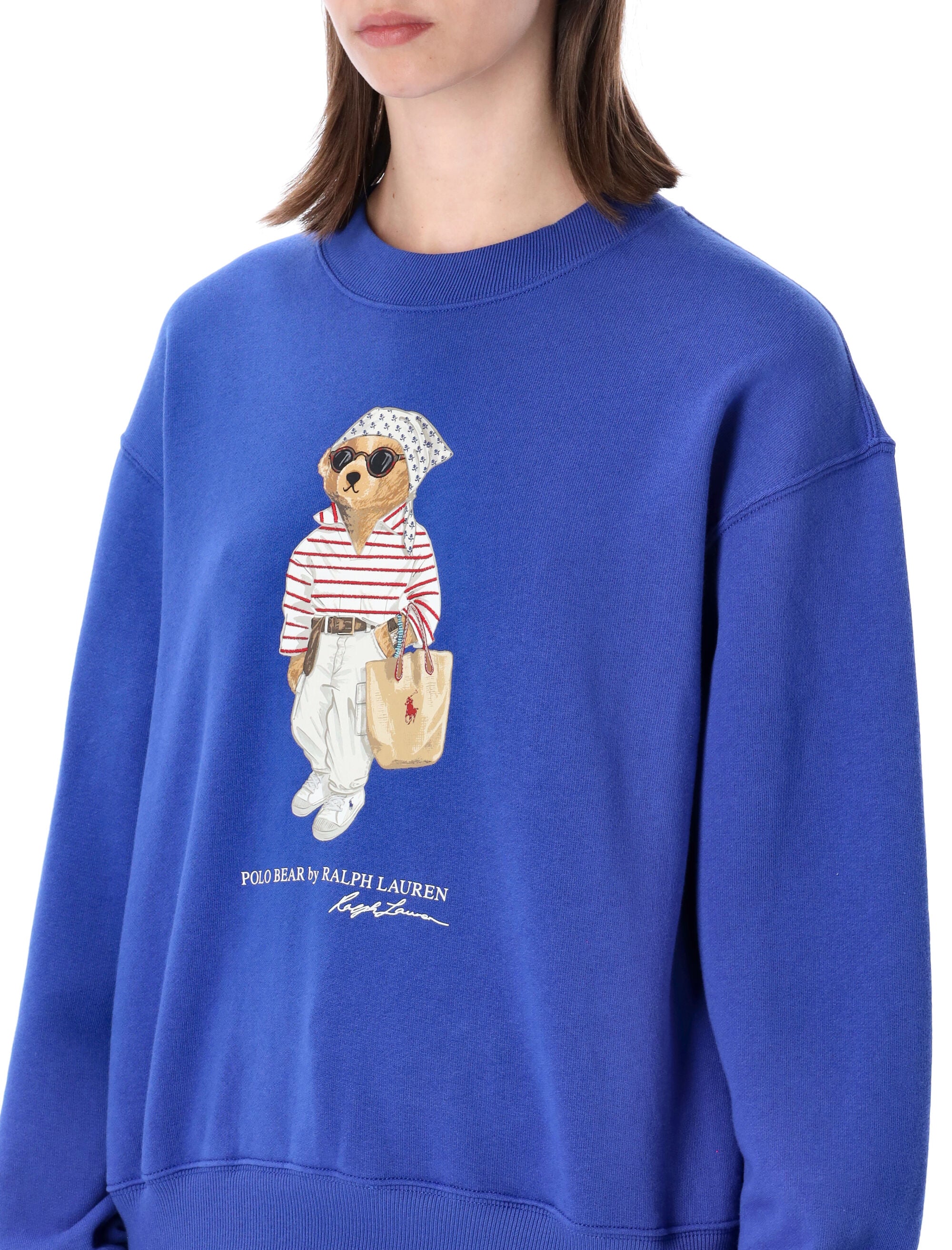 Polo Ralph Lauren Printed Bear Sweatshirt Gala Blue Cotton