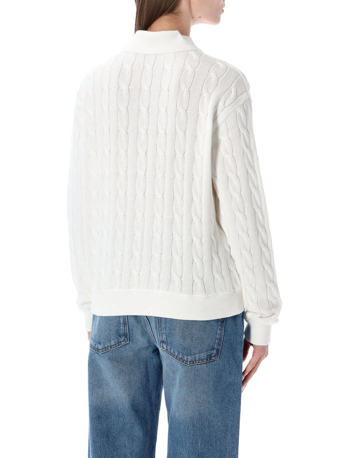Polo Ralph Lauren White Cable-Knit Cotton Sweater