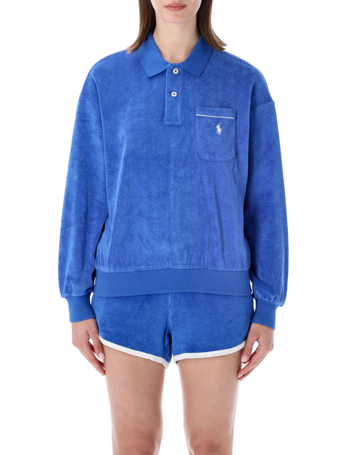 Polo Ralph Lauren Long-Sleeve Terry Shirt Gala Blue Cotton Sweatshirt