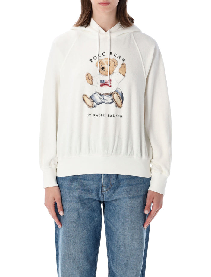 Polo Ralph Lauren Bear Terry Hoodie White Cotton Sweatshirt