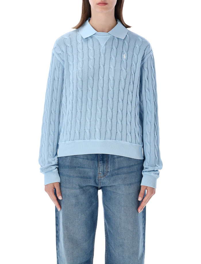 Polo Ralph Lauren Light Blue Cable-Knit Cotton Sweater Chambary