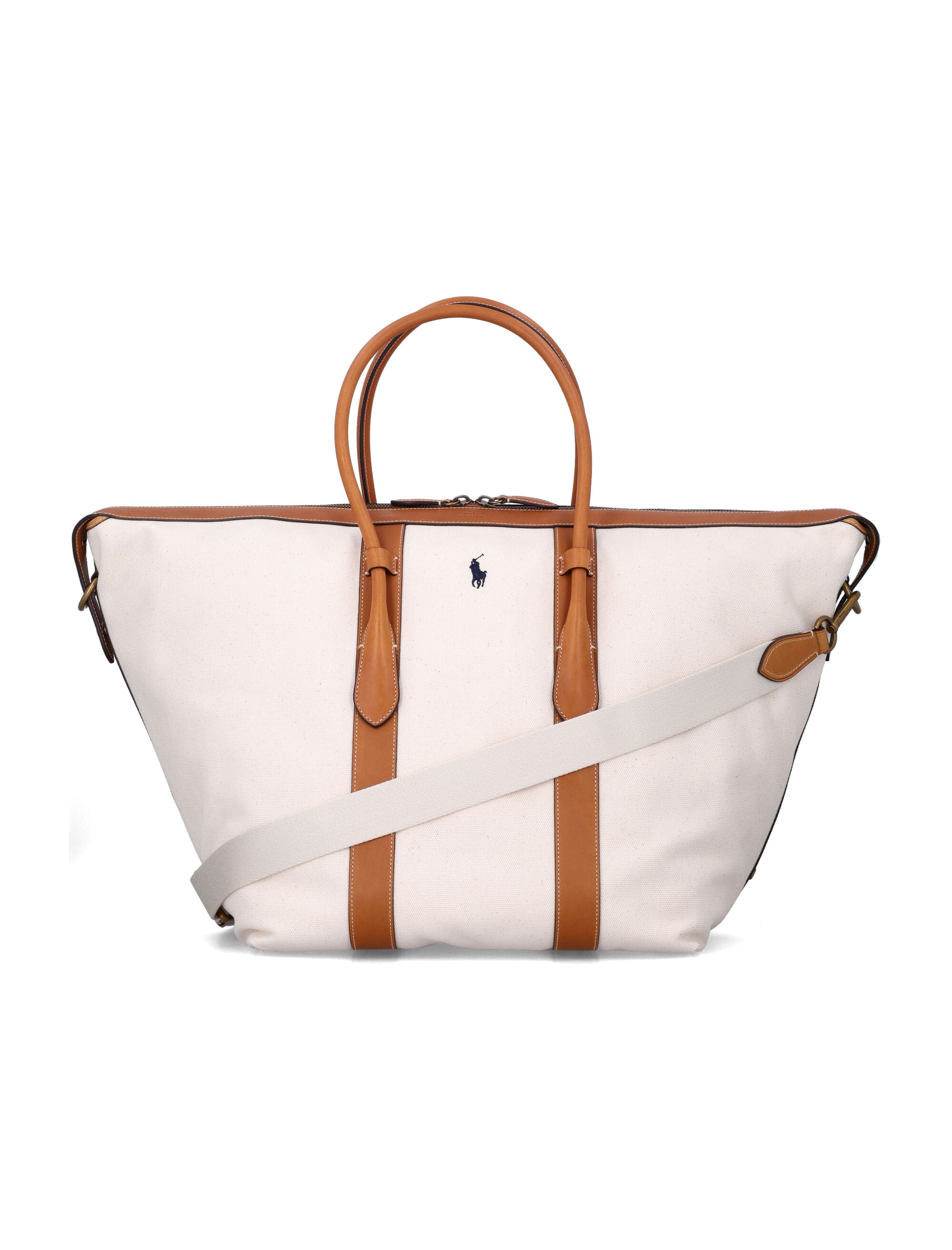 Polo Ralph Lauren canvas leather XL tote Natural Cotton Trim