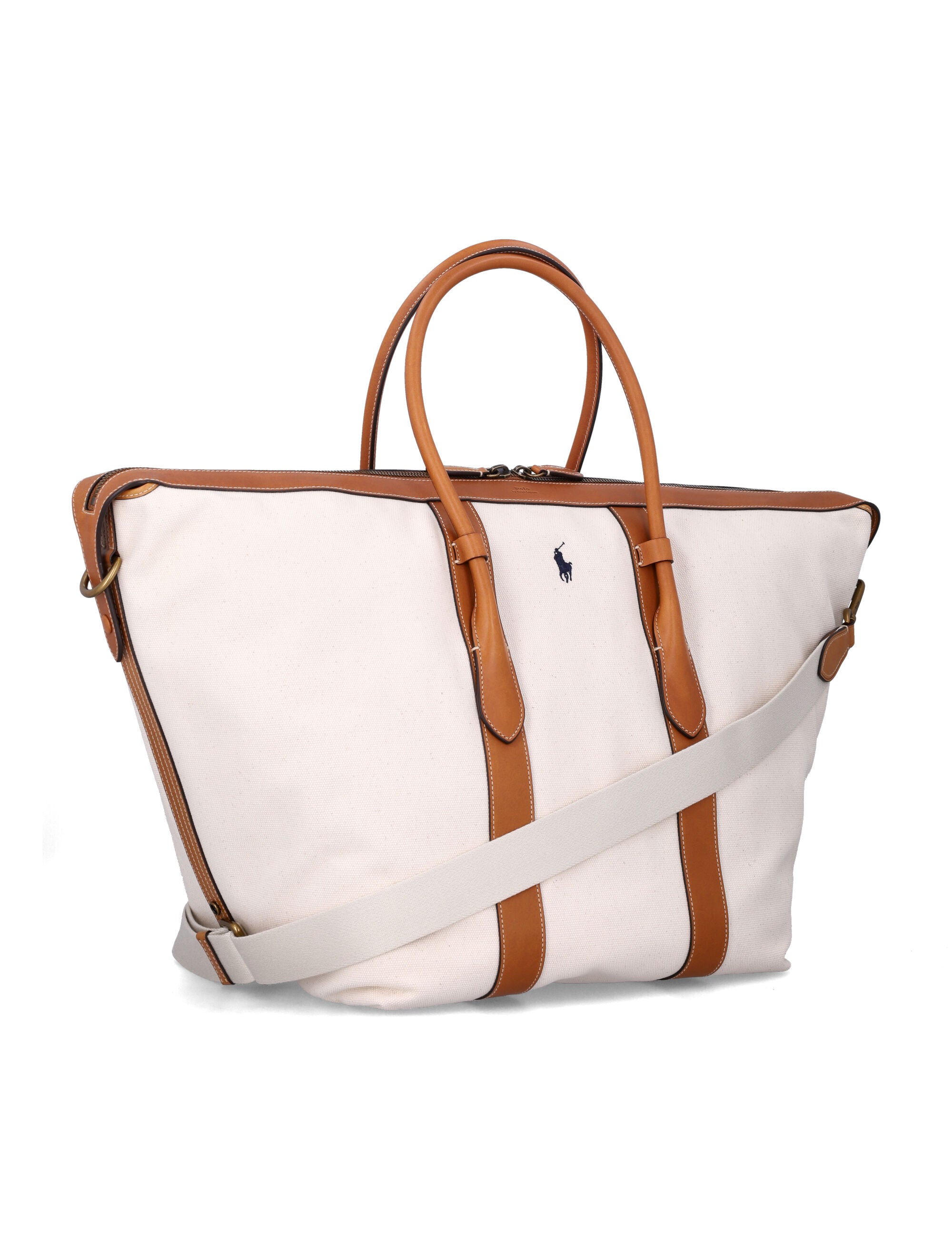 Polo Ralph Lauren canvas leather XL tote Natural Cotton Trim
