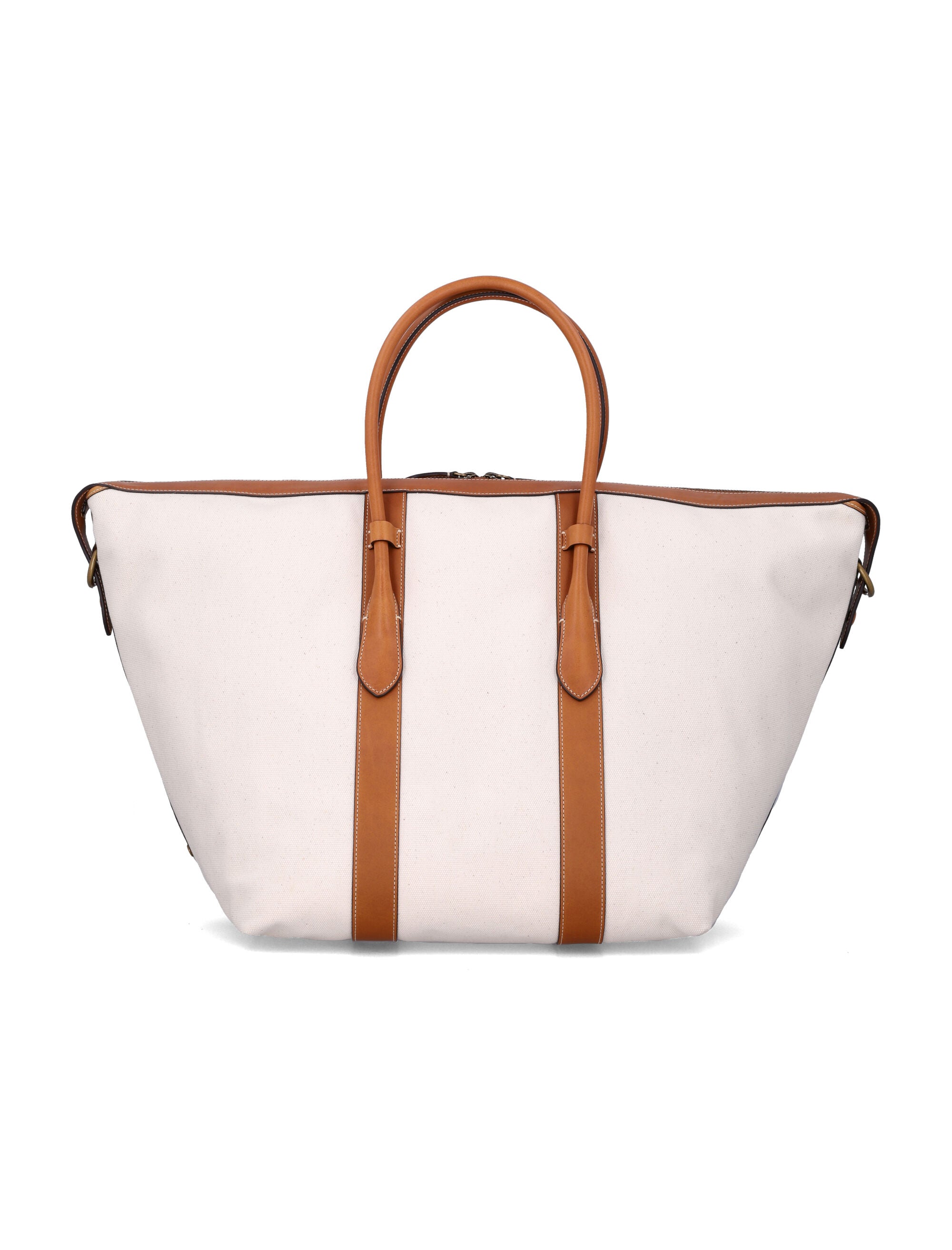 Polo Ralph Lauren canvas leather XL tote Natural Cotton Trim