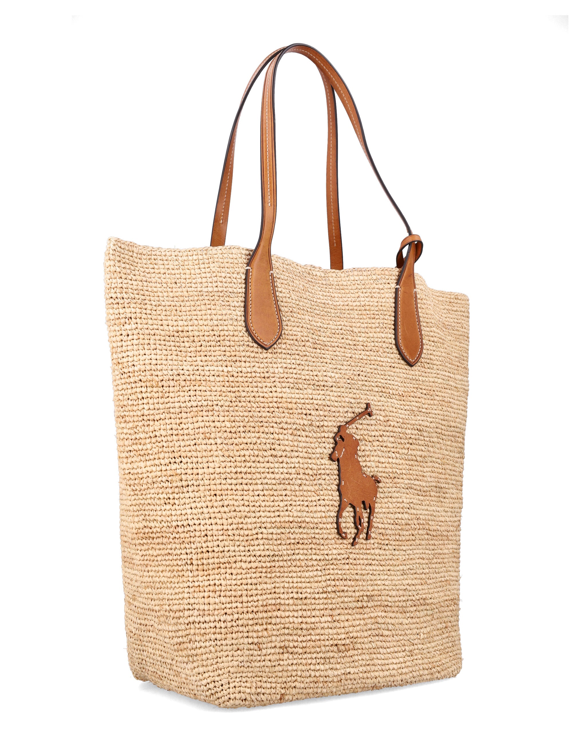 Polo Ralph Lauren Big Pony Large Raffia Tote Natural Trim