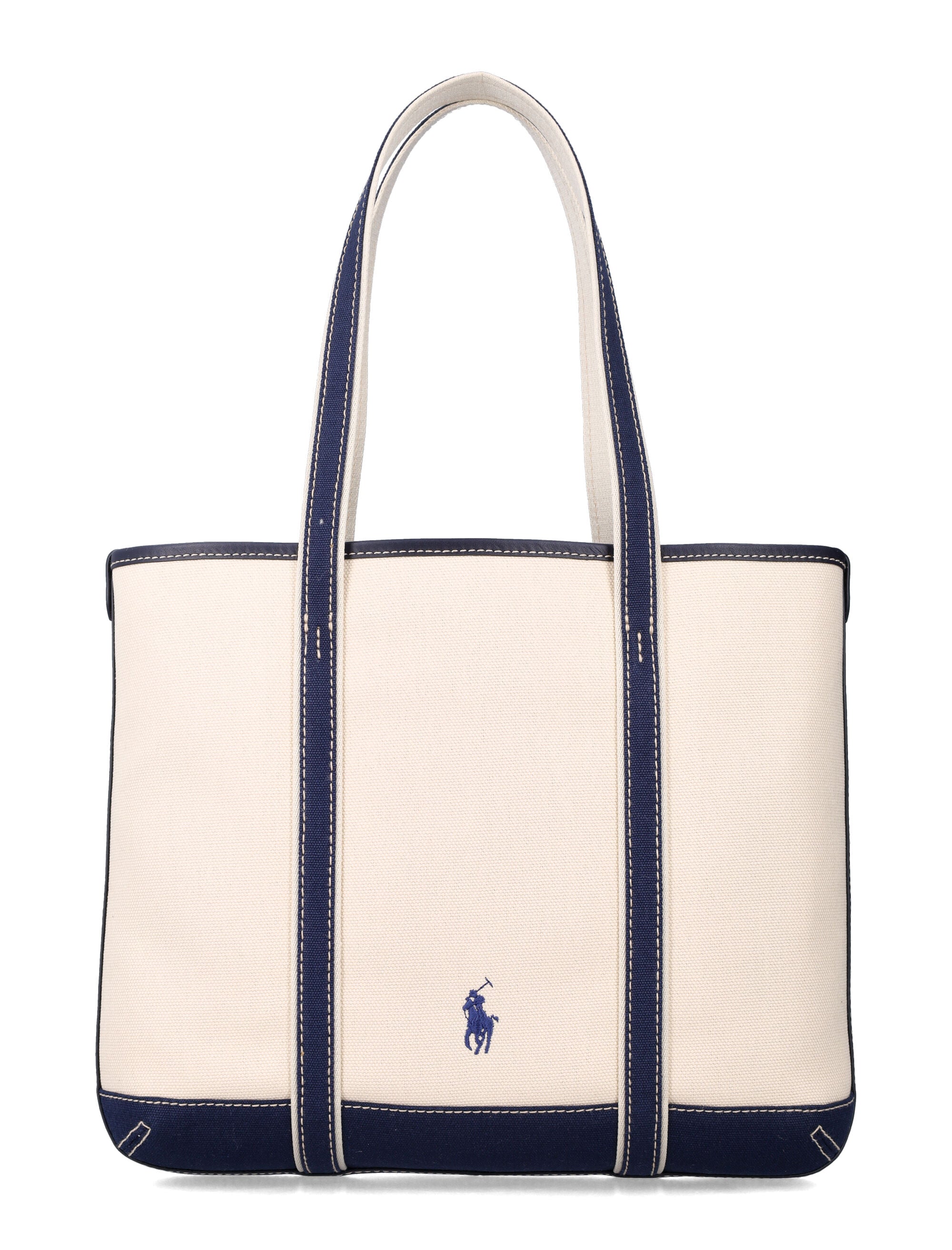 Polo Ralph Lauren Bear canvas tote bag Ecru + Blue Cotton