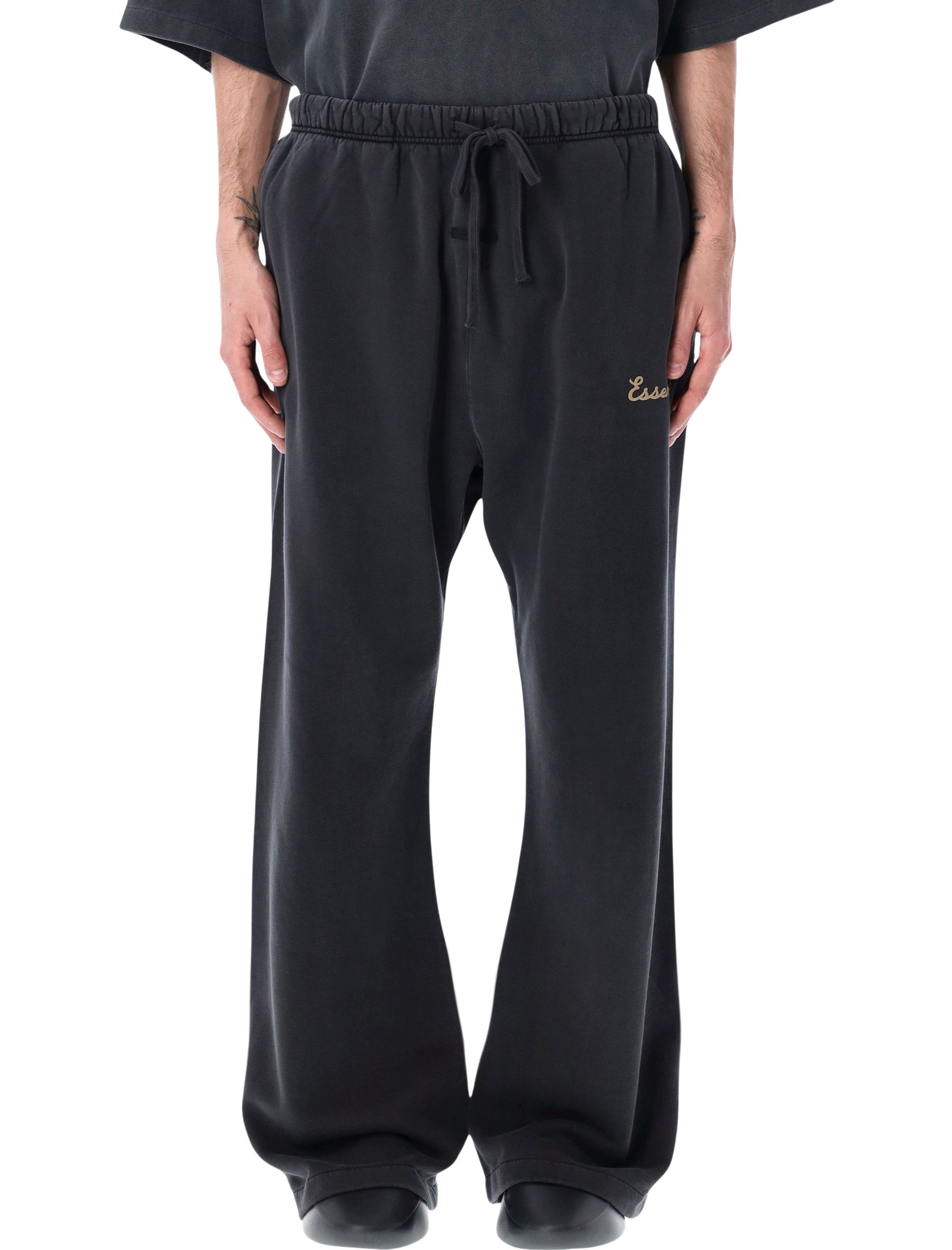 Essentials Fear Of God Training Classic Flare Black Sweatpants Faded Cotton Pant