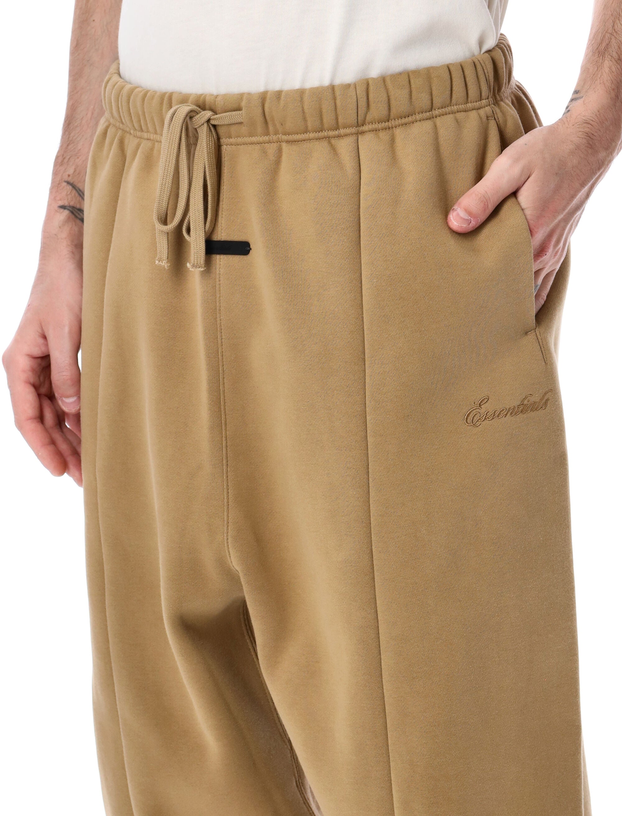 Essentials Fear Of God Logo Lounge Sweatpants Sand Dune Cotton Pant