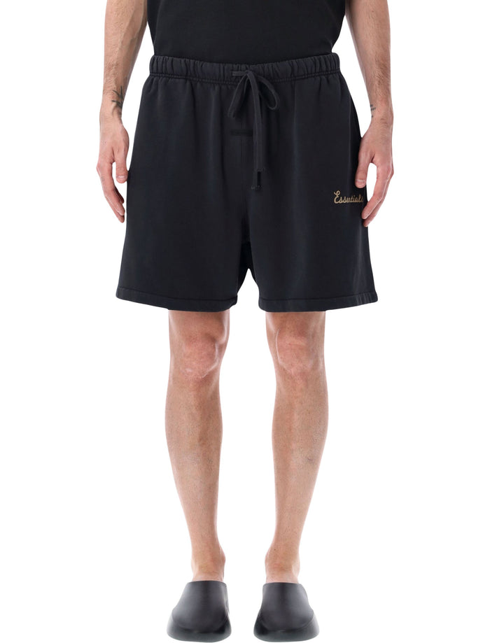 Essentials Fear Of God Training Classic Black Sweatshorts Faded Cotton Short