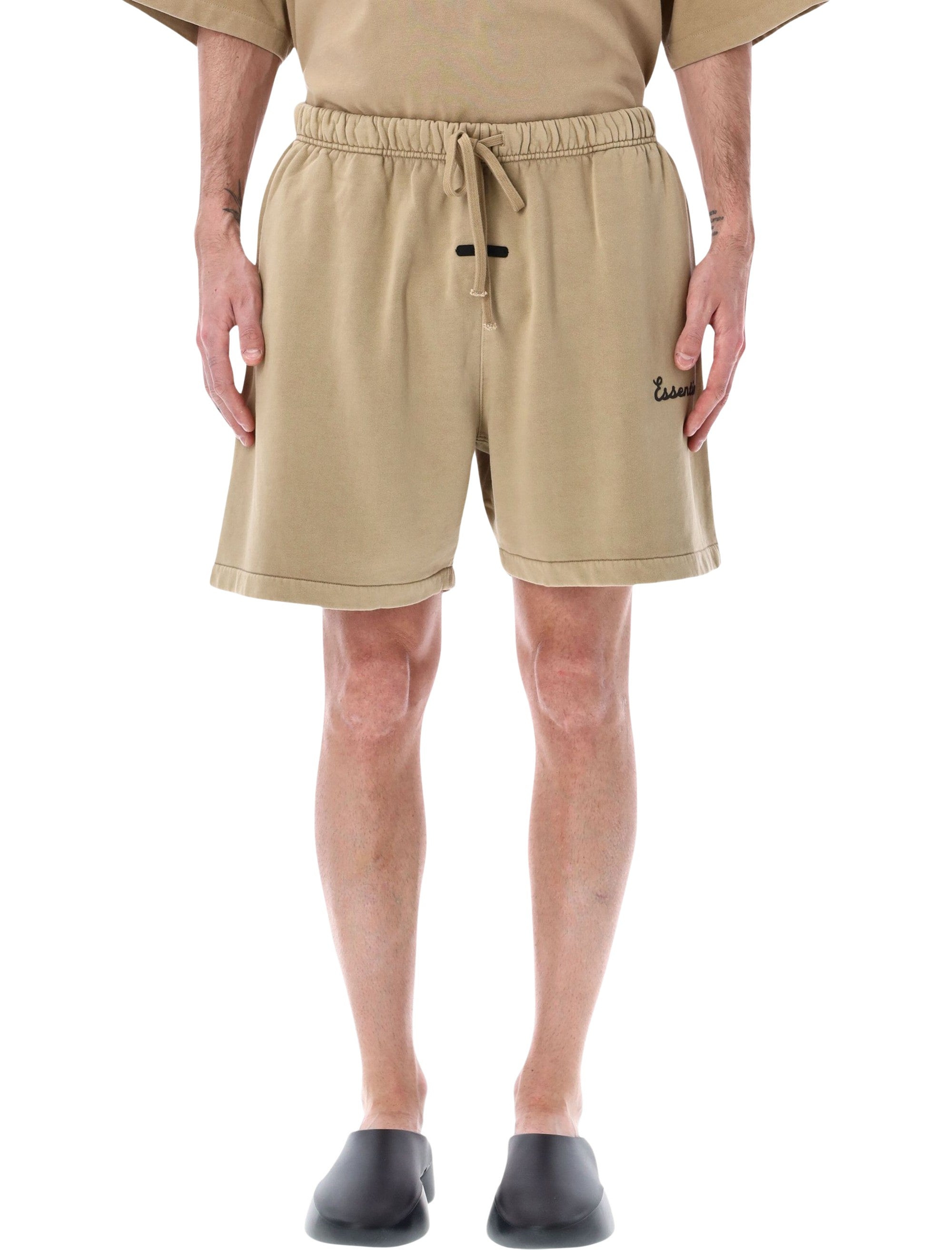 Essentials Fear Of God Training Classic Sand Sweatshorts Faded Dune Cotton Short