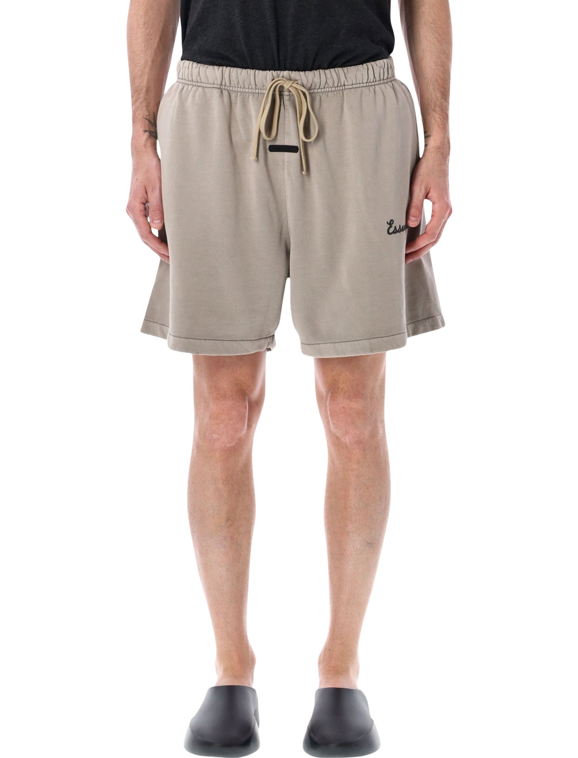 Essentials Fear Of God Training Classic Beige Sweatshorts Faded Seal Cotton Short