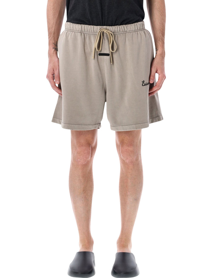 Essentials Fear Of God Training Classic Beige Sweatshorts Faded Seal Cotton Short