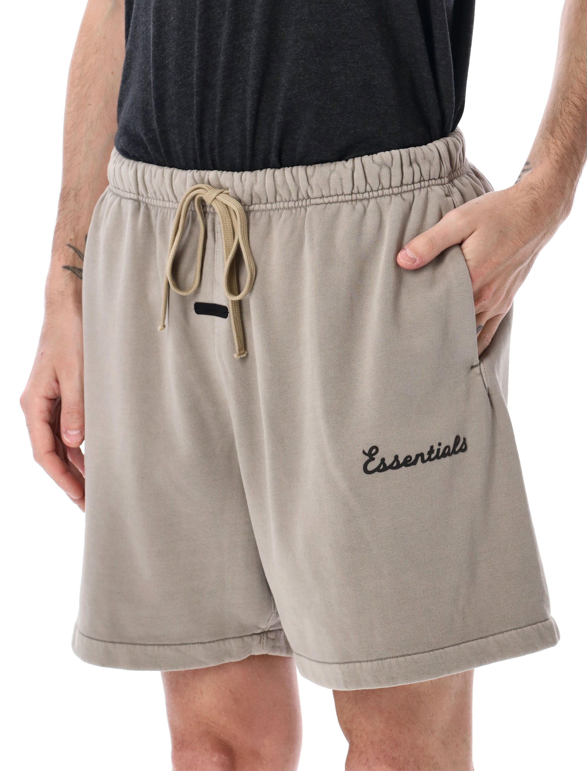 Essentials Fear Of God Training Classic Beige Sweatshorts Faded Seal Cotton Short