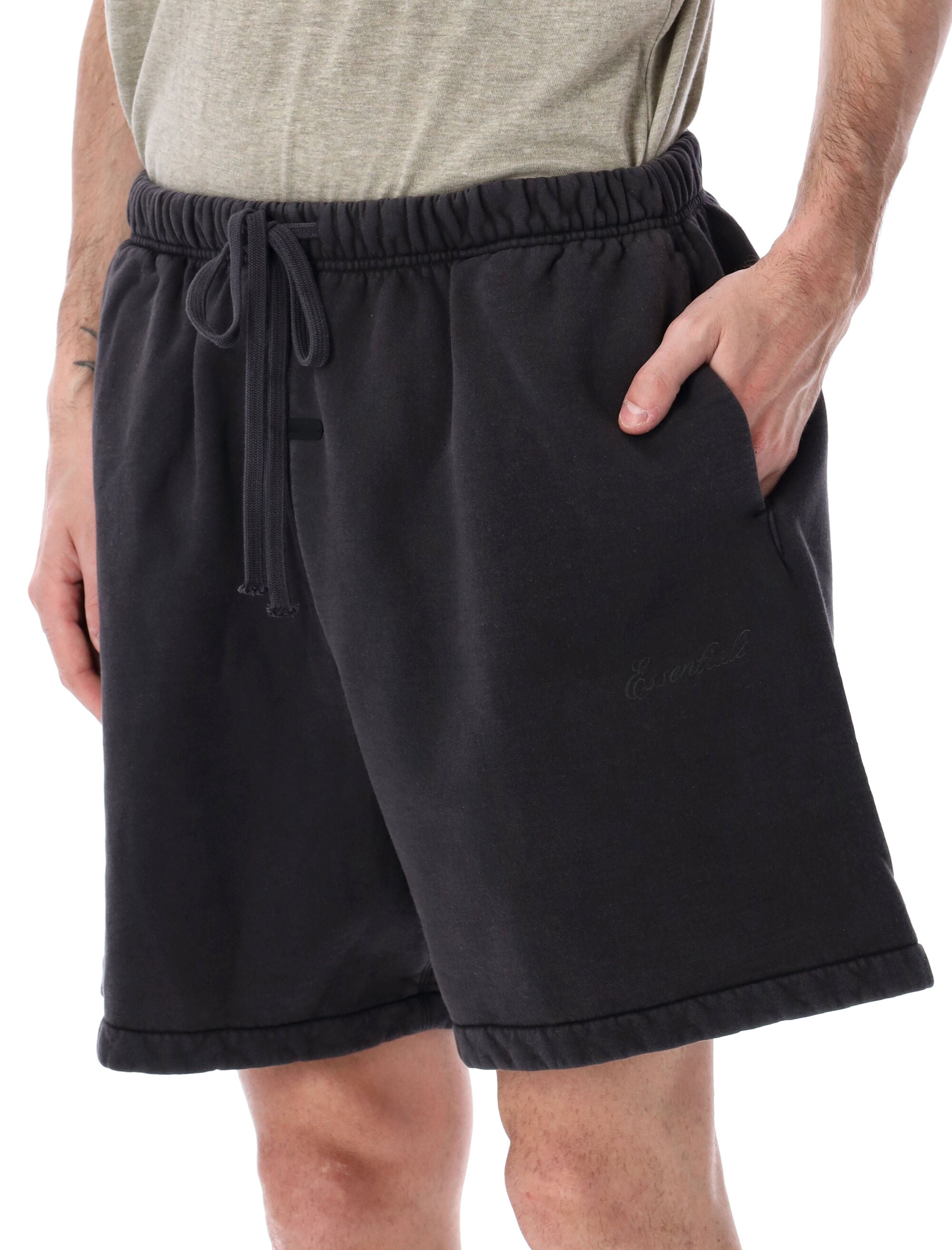 Essentials Fear Of God Signature Classic Sweat Shorts Black Faded Cotton