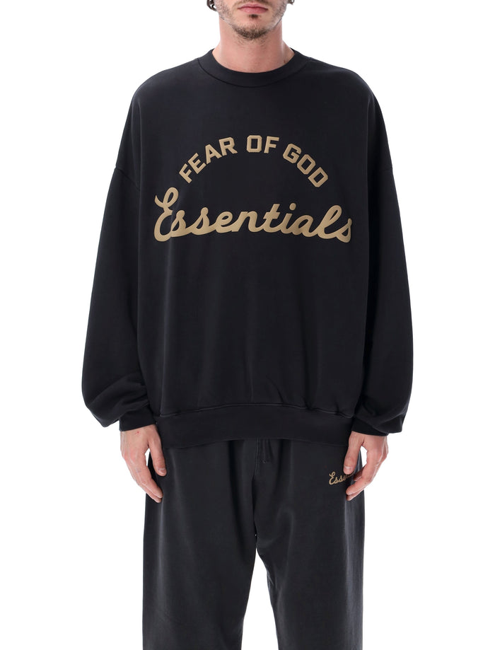 Essentials Fear Of God Black Training 90s Crewneck Sweatshirt Faded Cotton