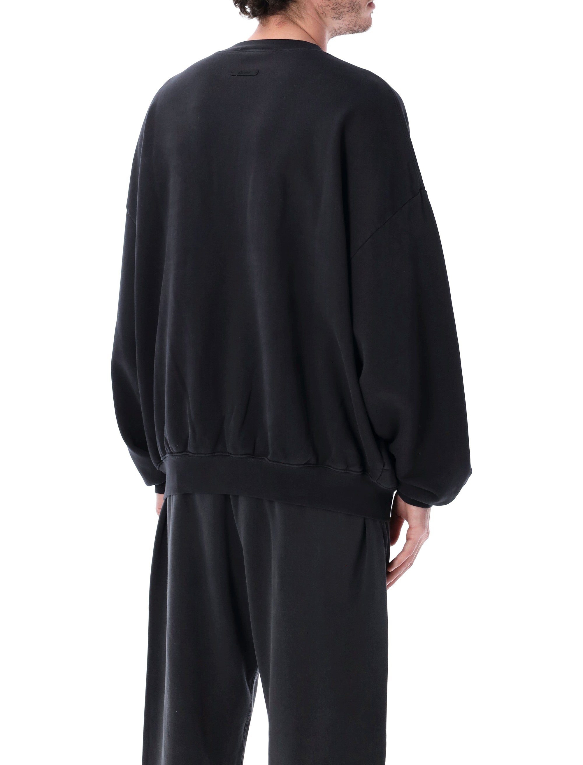 Essentials Fear Of God Black Training 90s Crewneck Sweatshirt Faded Cotton
